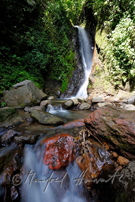 waterfall on the hiking rtrack of Arenal suspension bridges