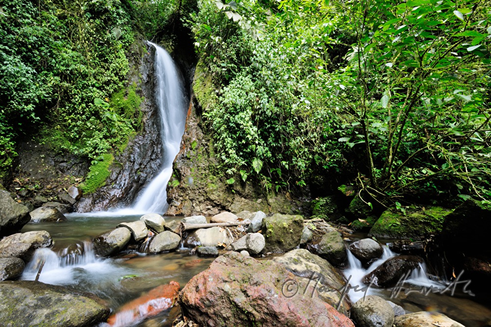 waterfall on the hiking rtrack of Arenal suspension bridges