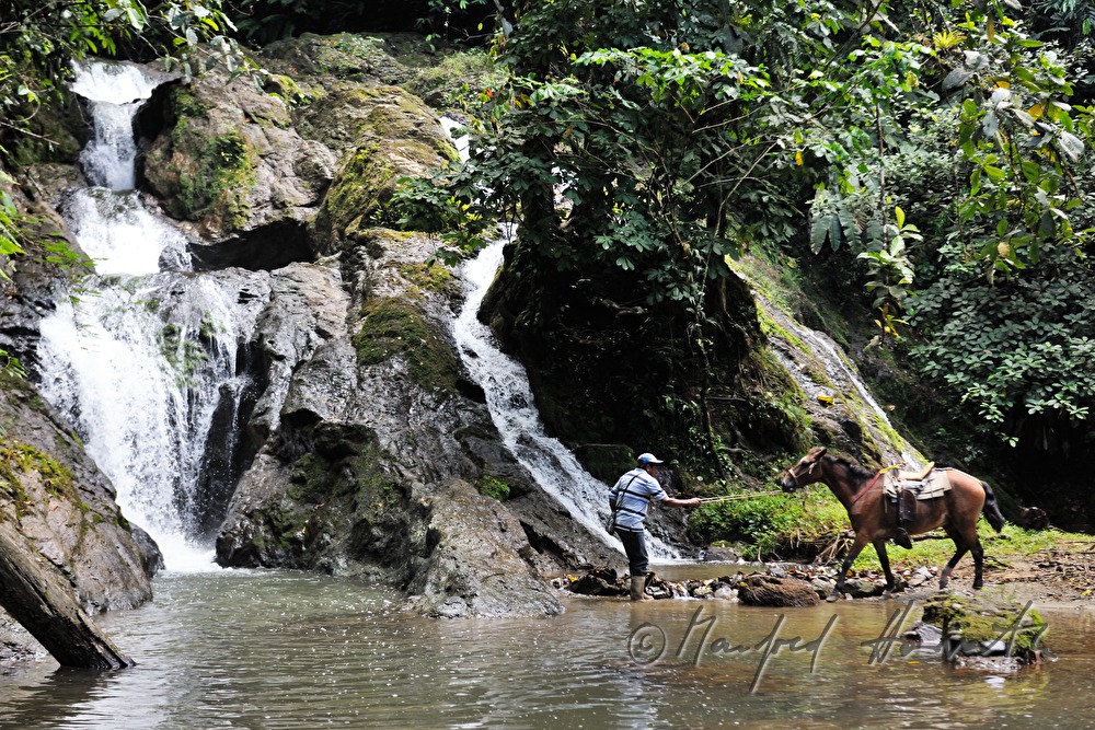 rider near the Chorro Waterfall