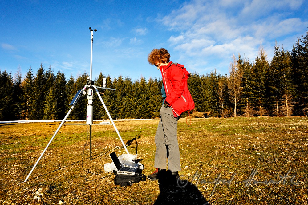 scientist with meteorologic sensor