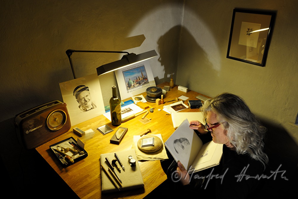 selecting a drawing out of the portfolio