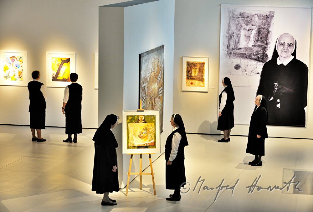 nuns visiting the exhibition of Elfriede Ettl