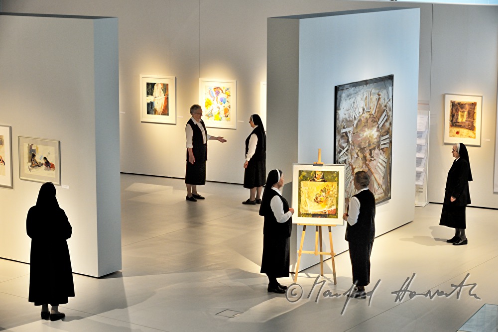nuns visiting the exhibition of Elfriede Ettl