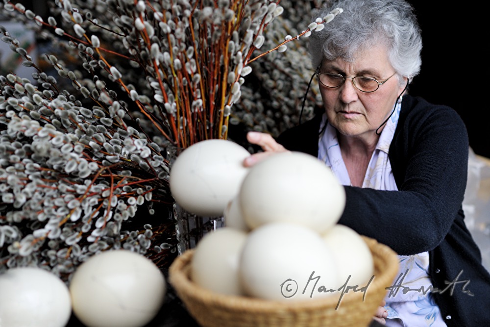 ostrich eggs and willow tree branches