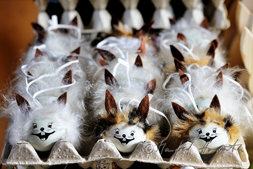 handmade easter eggs with fur