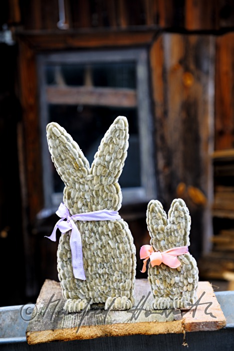 Easter bunnies made of catkins