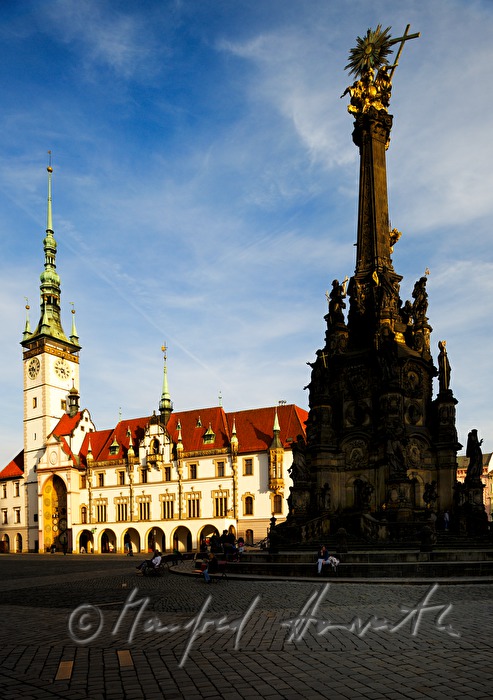 The Holy Trinity Column in Olomouc and town hall