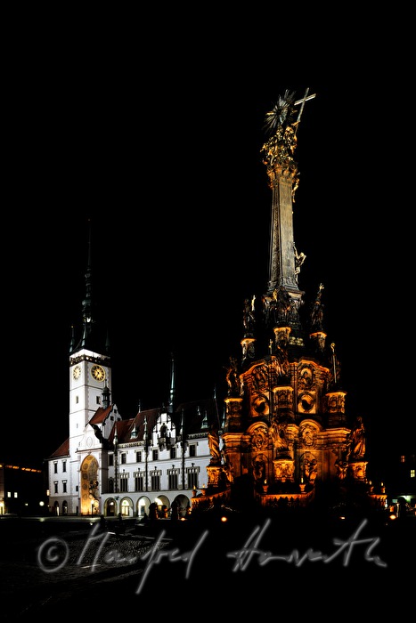 The Holy Trinity Column in Olomouc and town hall