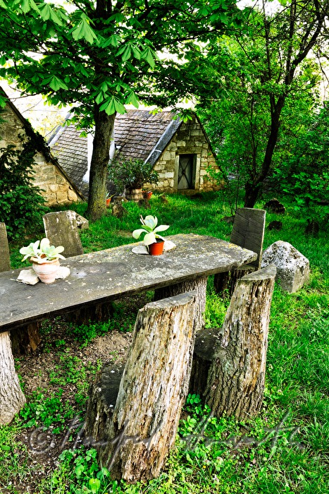 garden table of a wine cellar near Bärenhöhle
