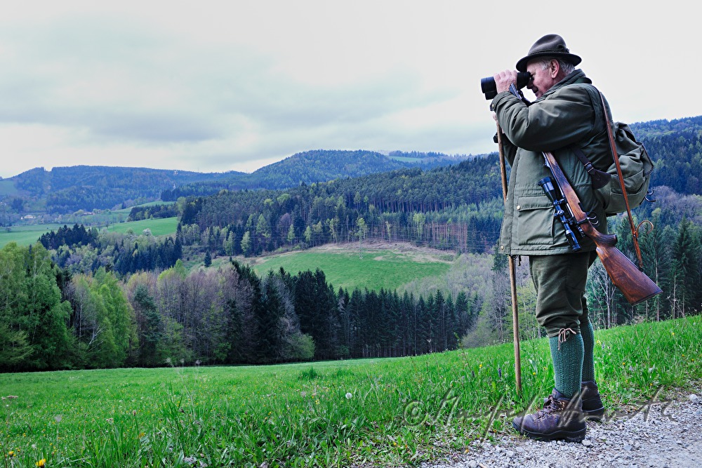 gamekeeper monitoring game in the dawn