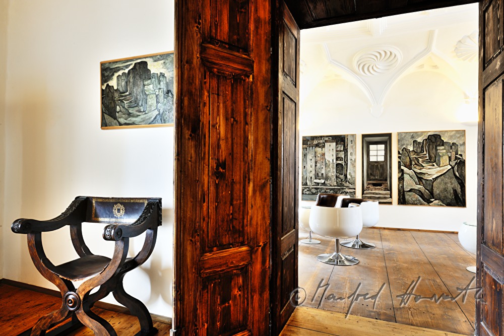 reading room with painting of Leopold Hauer