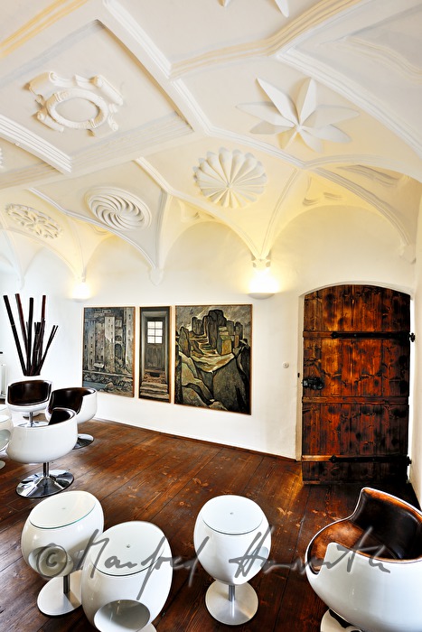 reading room with painting of Leopold Hauer
