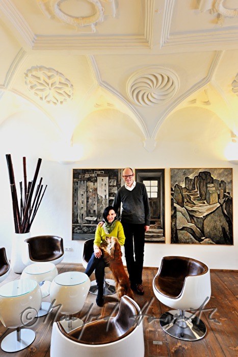reading room with painting of Leopold Hauer