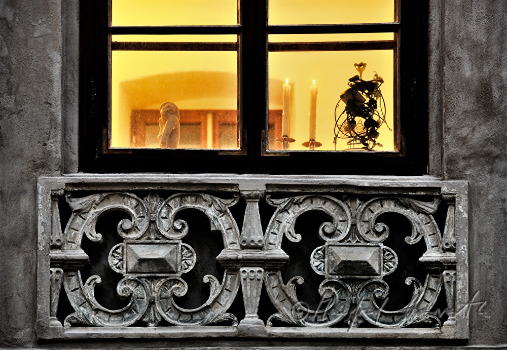 Baroque stone moulding under a window