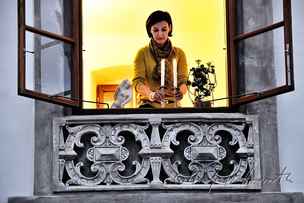 Baroque stone moulding under a window