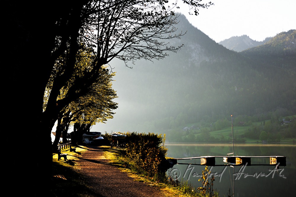 lakeshore and sailing boat