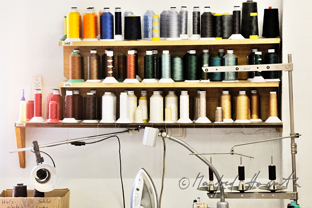 sewing cotton in the saddlery