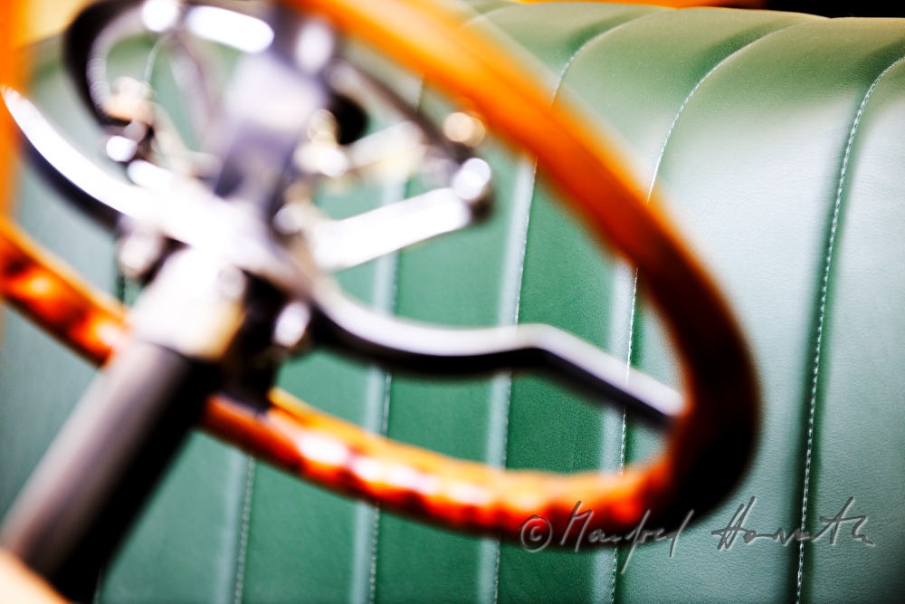 green leather covering of a Packard Oldtimer