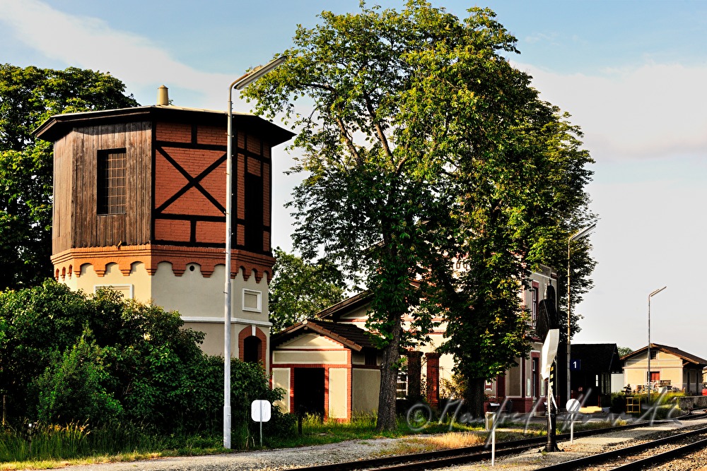 water tower and trunk for filling up steam locomotives