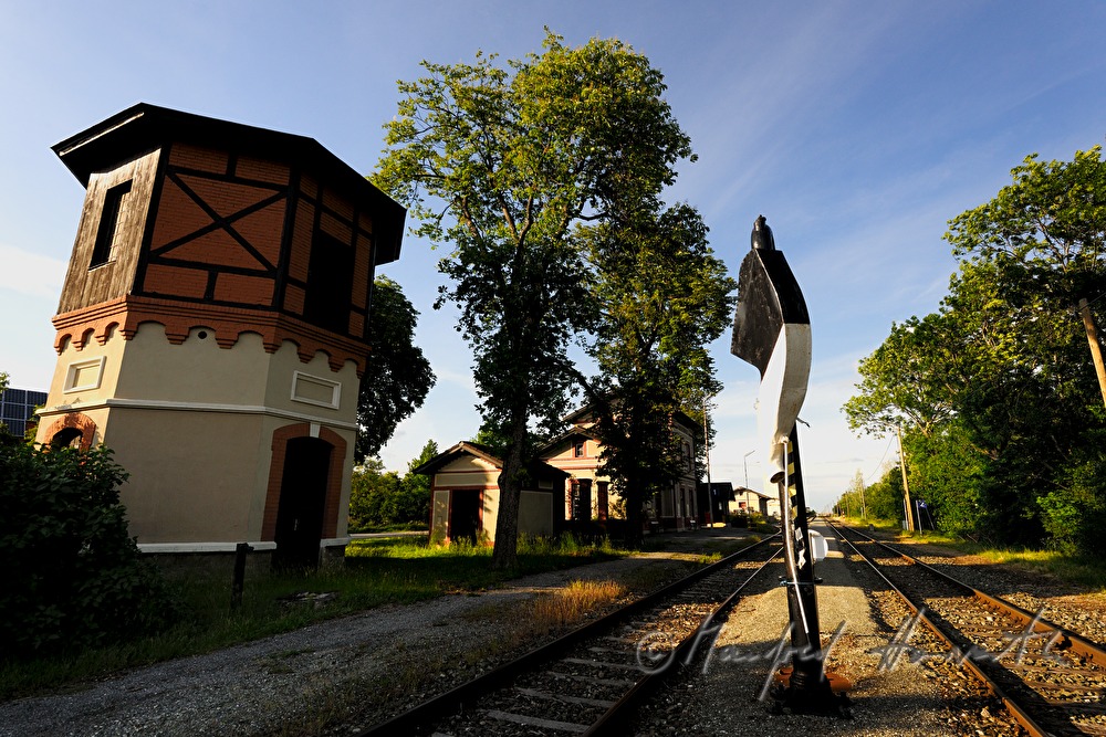 water tower and trunk for filling up steam locomotives