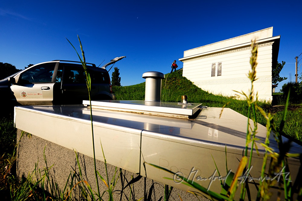 maintenance man of the waterworks inspecting the cistern