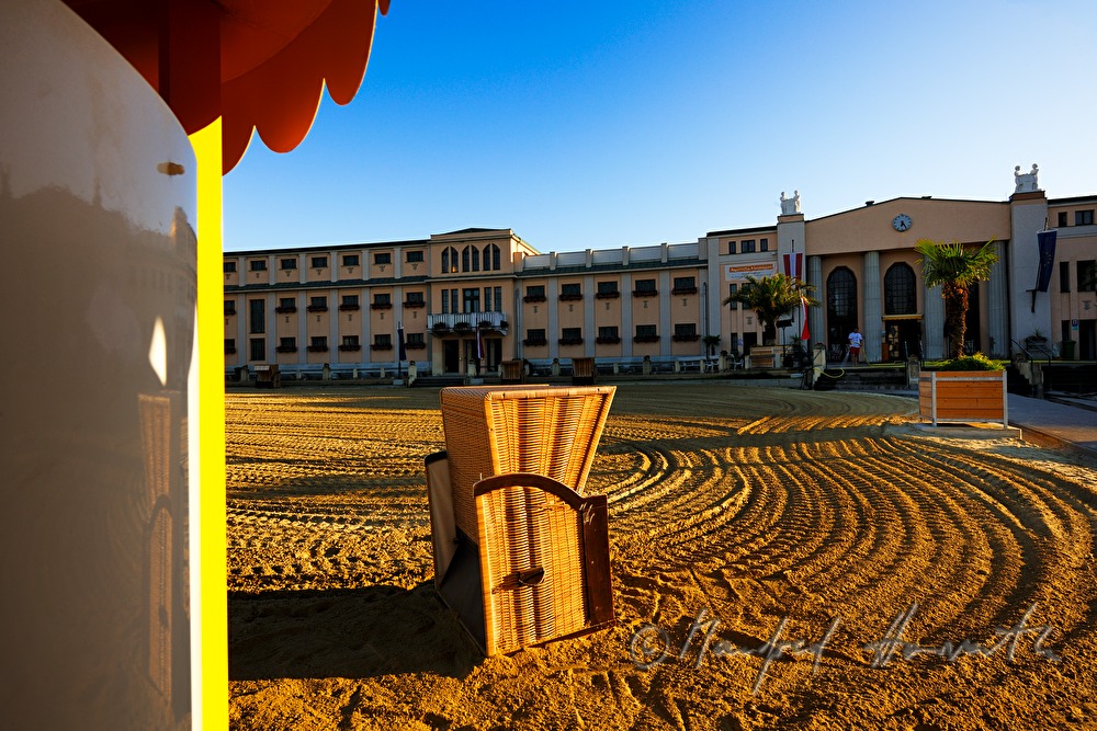 artificial sand beach and beach chairs