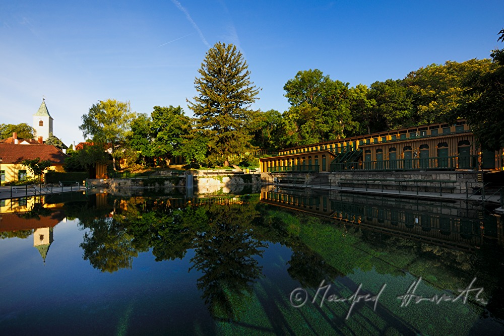 thermal spa with bath house and swimming pool