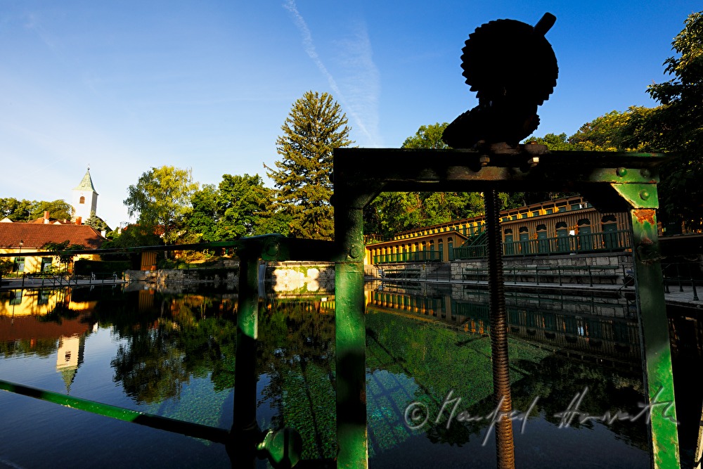 thermal spa with bath house and swimming pool