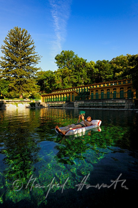 thermal spa with bath house and swimming pool