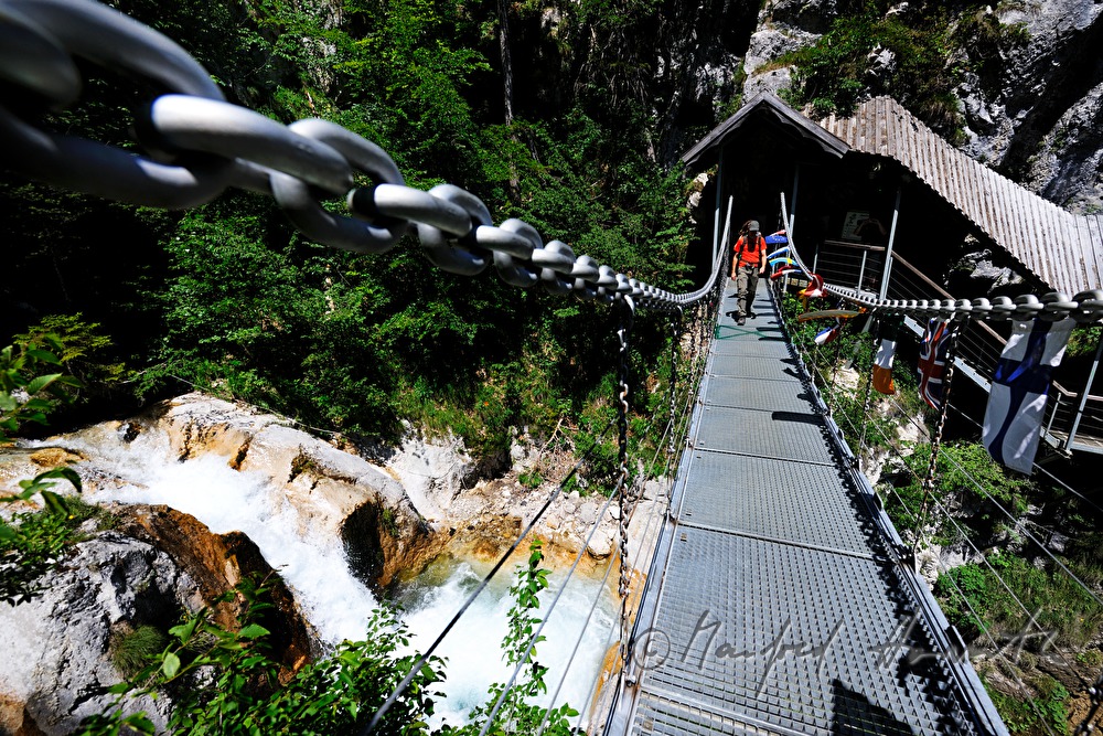 hiker bridge over the stream 