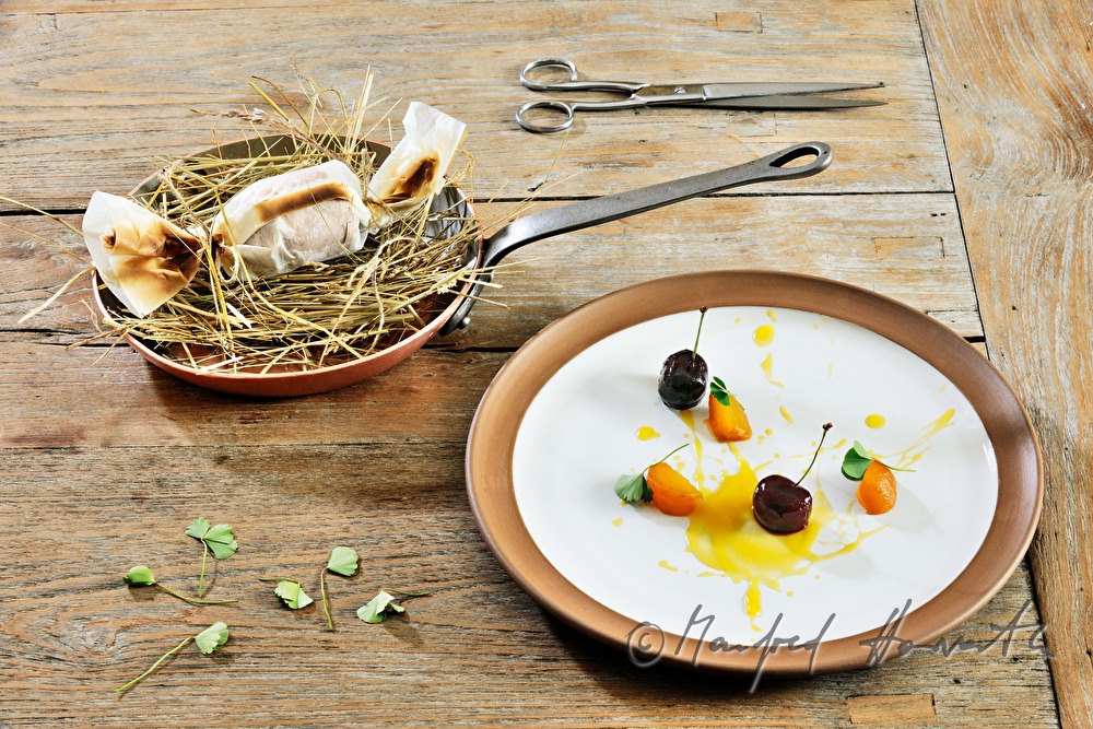 quail with cherries from the local cherry region