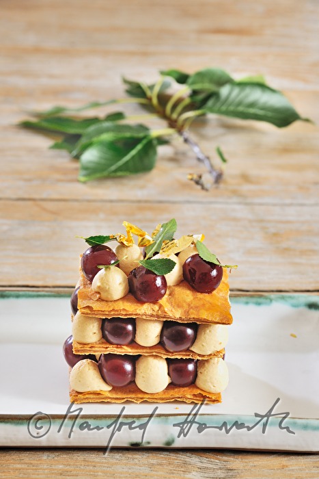 dessert with cherries from the local cherry region