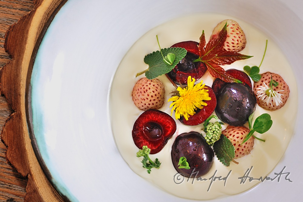 dessert with cherries from the local cherry region