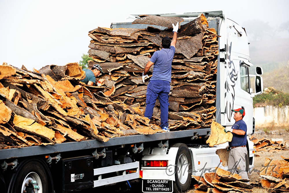 loading of a truck with oak bark