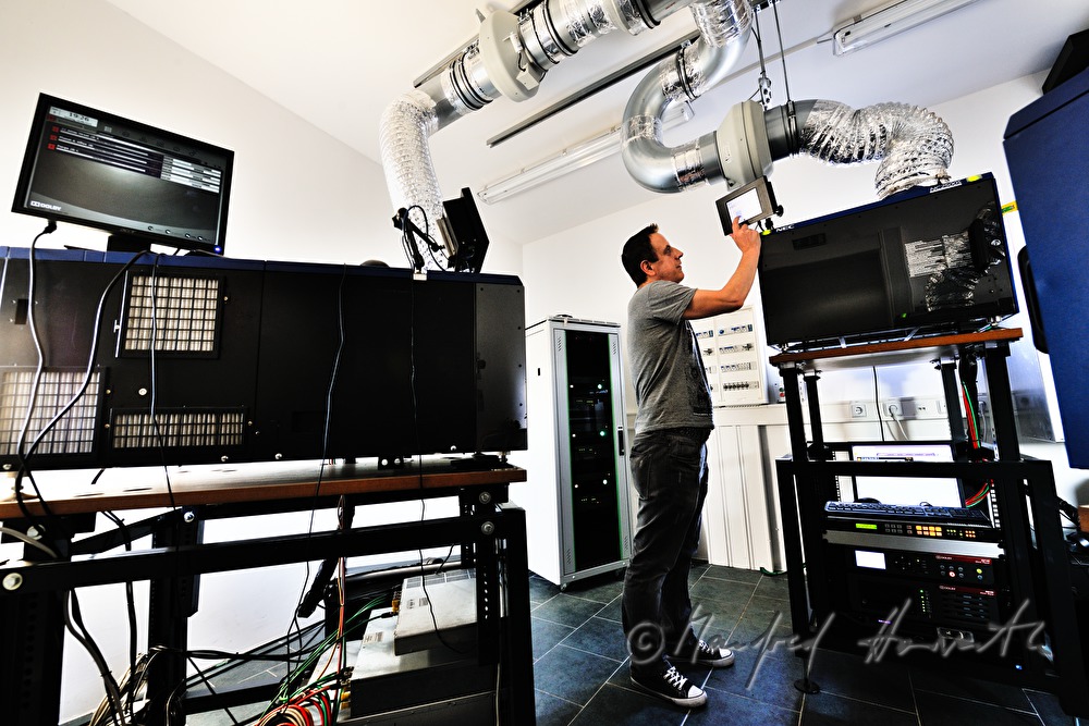 cinema operator in the projection room