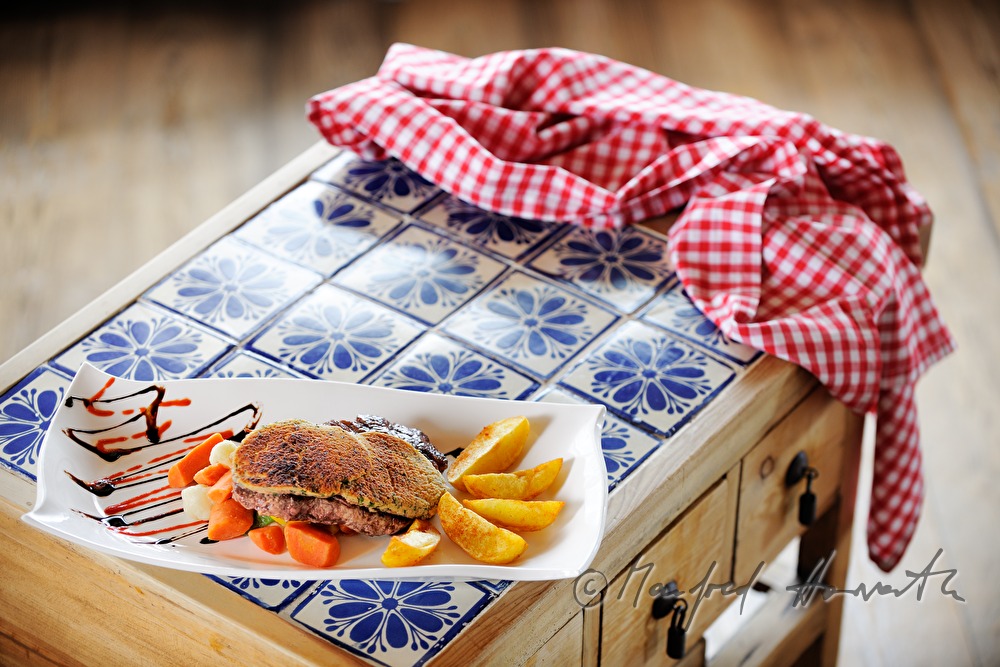typical Carinthian dish: beef steak in a honey coating