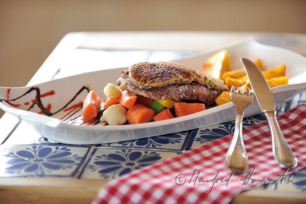 typical Carinthian dish: beef steak in a honey coating