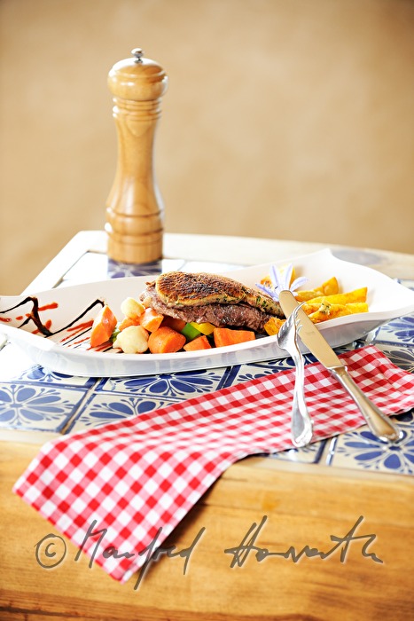 typical Carinthian dish: beef steak in a honey coating