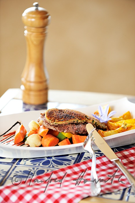 typical Carinthian dish: beef steak in a honey coating