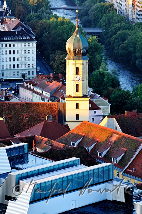 view from Schlossberg to the Old Town and Church of St. Francis