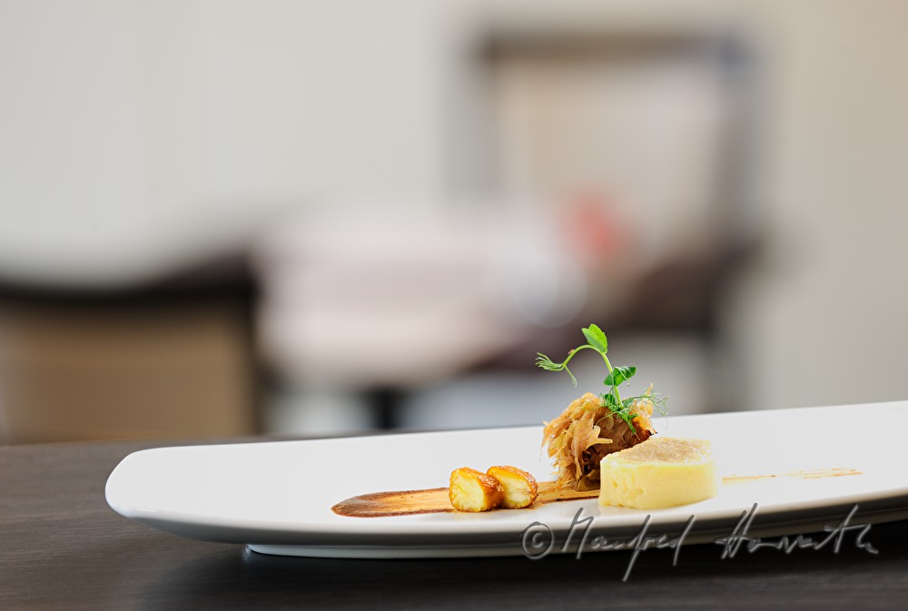 chestnut roulade with caramel cabbage