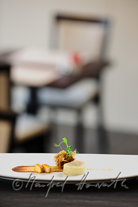chestnut roulade with caramel cabbage