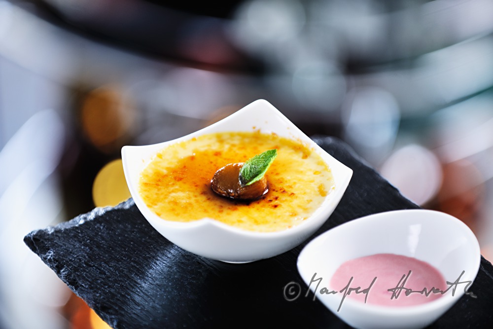 chestnut-creme-brulee with port wine icecream