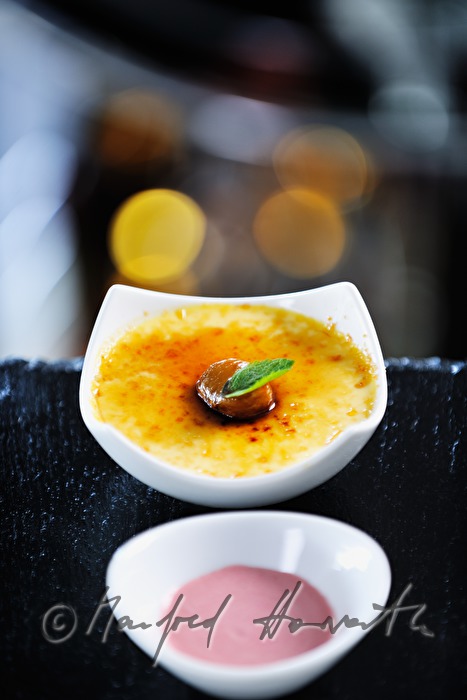 chestnut-creme-brulee with port wine icecream