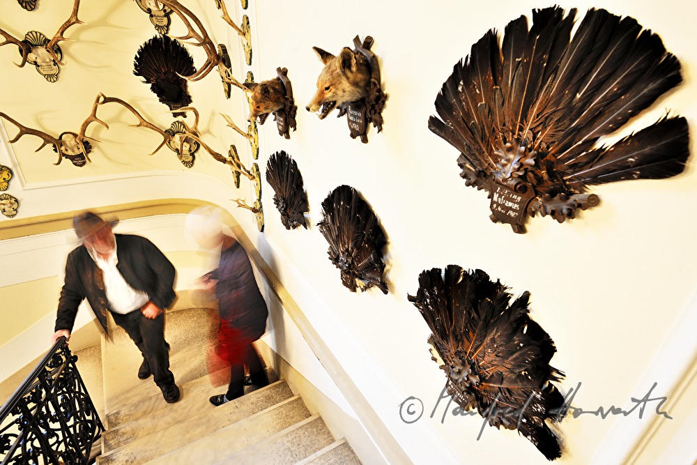 hunter in the staircase of Castle Eckartsau