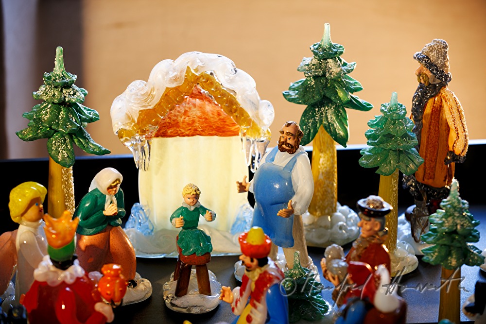 christmas crib made of glass from the Czech Republc