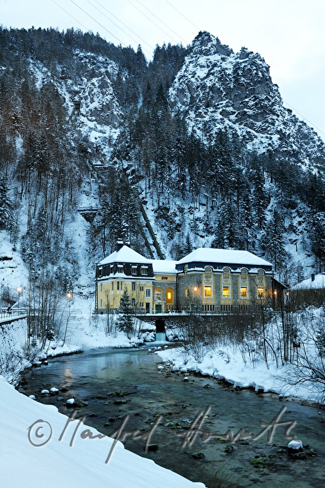 historic hydraulic power station and the river 