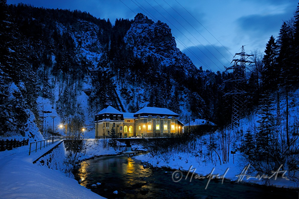 historic hydraulic power station and the river 