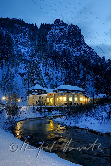 historic hydraulic power station and the river 