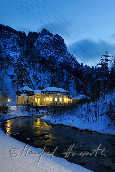historic hydraulic power station and the river 